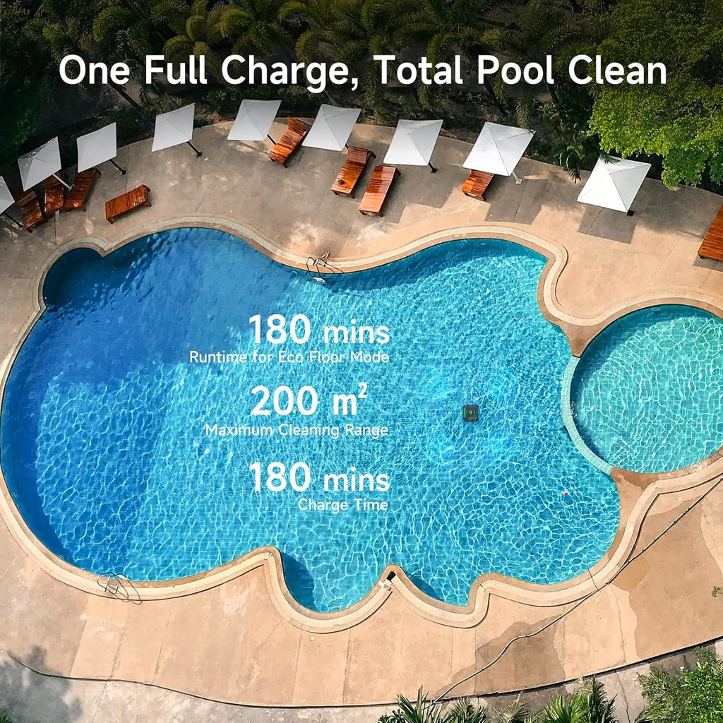 PSIL C2 Cordless Robotic Pool Cleaner, Dual Filtration, Wall Climbing &Waterline Cleaning, App Scheduling, Smart Navigation, Pool Vacuum for Inground Pools (Fluorescent Green & Black)