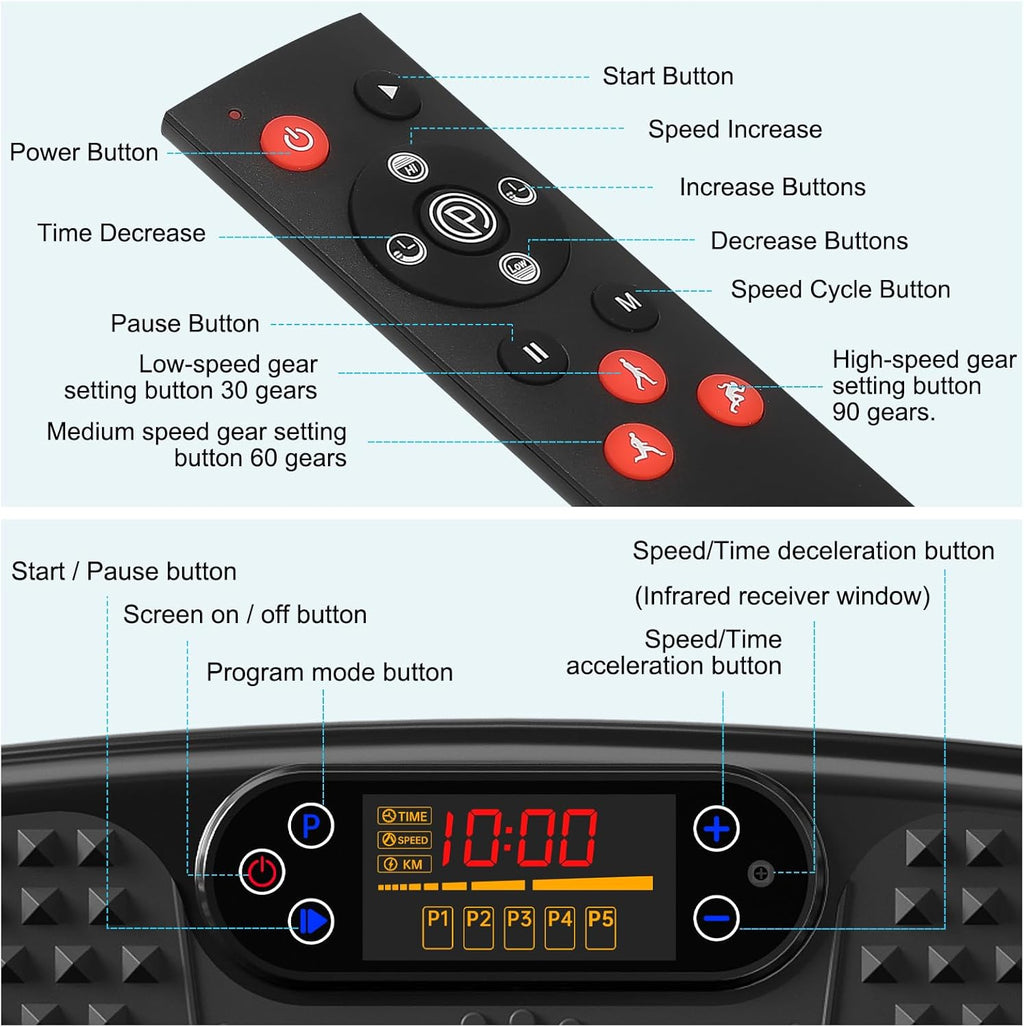 Ultimate Ears Waver Vibration Plate Exercise Machine for Lymphatic Drainage Weight Loss,120 Speed Levels Vibrating Platform with Resistance Bands,Full-Body Workout Equipment for Muscle Activation