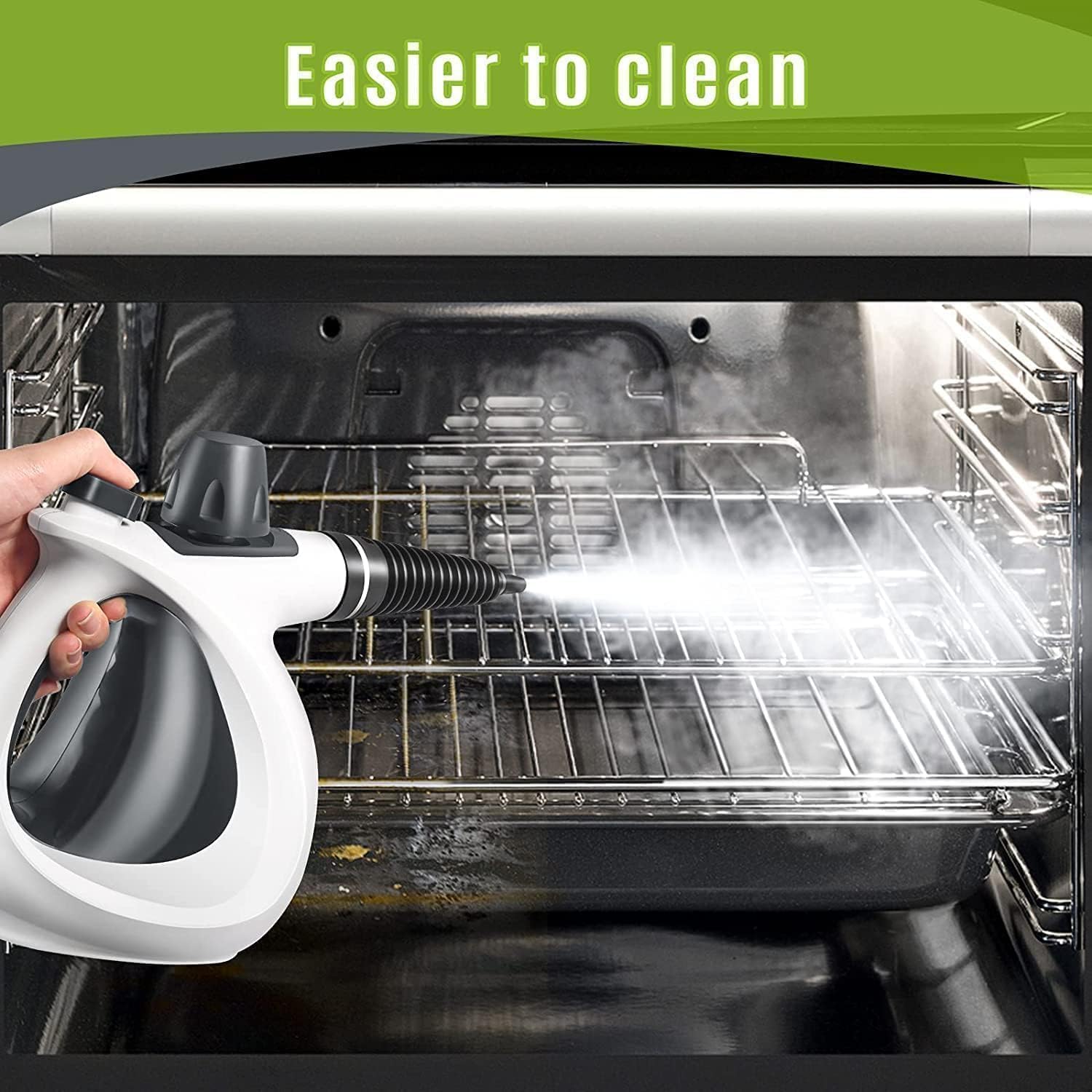 Ultimate Ears Pressurized Handheld Multi-Surface Natural Steam Cleaner with 12 pcs Accessories, Multi-Purpose Steamer for Home Use, Steamer for Cleaning Floor, Upholstery, Grout and Car (Grey)