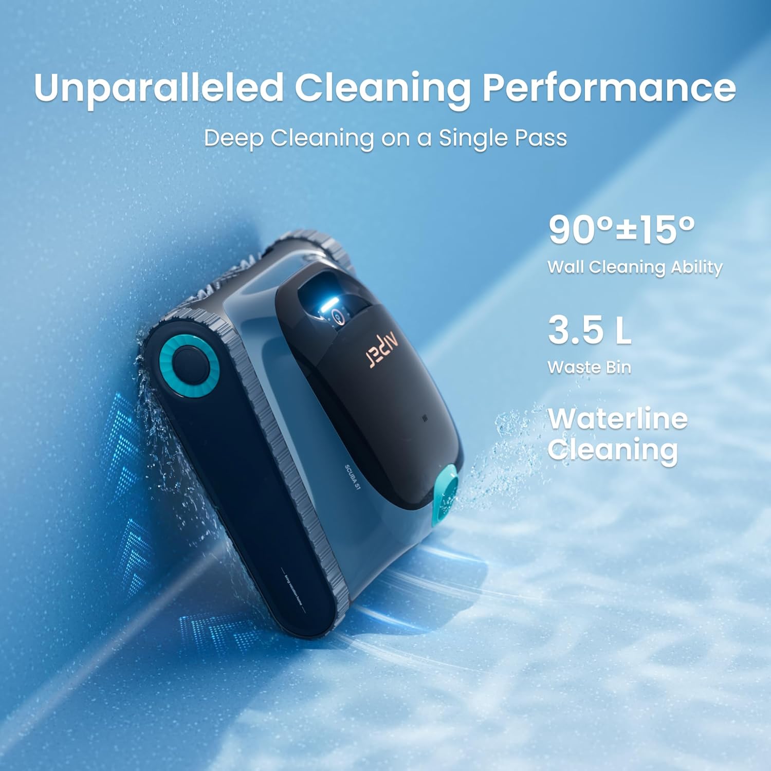 Ultimate Ears Scuba S1 Robotic Pool Cleaner, Wall & Waterline Cleaning, Dual Filtration, Extended 180-Min Battery Life, Smarter Navigation with High-Precision Sensors, App Support, OTA Upgrade