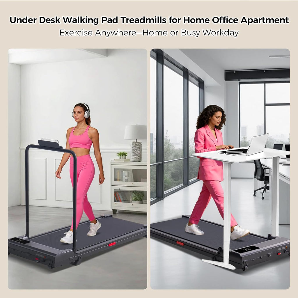 Ultimate Ears Portable Walking Pad Treadmills for Home Small, Electric Mini Walking Treadmill for Exercising, 3.0HP Compact Walking Pad Treadmill with Handle Bar, 0.6-7.6MPH, 350LB Capacity