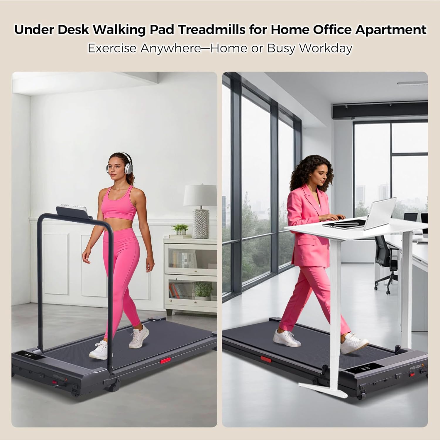 Ultimate Ears Portable Walking Pad Treadmills for Home Small, Electric Mini Walking Treadmill for Exercising, 3.0HP Compact Walking Pad Treadmill with Handle Bar, 0.6-7.6MPH, 350LB Capacity