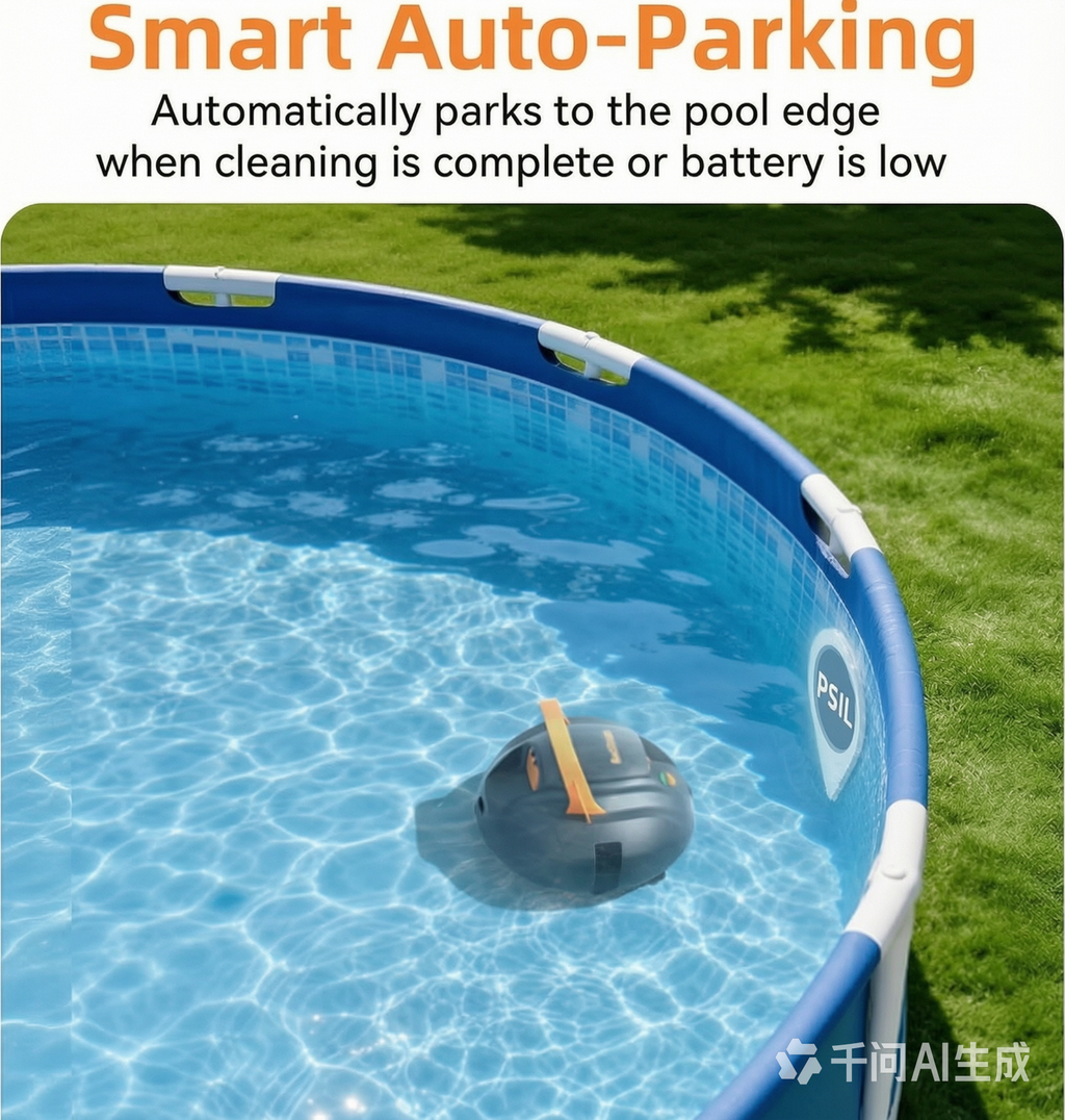 Planet Edge Pool Vacuum for Above Ground Pool, 120-Min Runtime, Powerful Dual-Motor, Adjustable Cleaning Path, Cordless Robotic Pool Cleaner for Flat Pools Up to 850 Sq.ft, Deep Grey