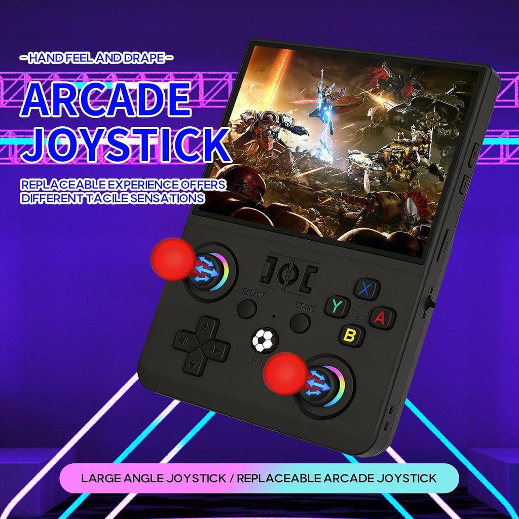 CharJenPro Newest R36MAX Ⅱ 4.5 Inch Retro Handheld Game Console,1024x768 IPS HD Screen,128G Built-in 22000+ Classic Game,Portable Open Source Linux System,4000mAh Battery with Arcade Joysticks*2 (Black)