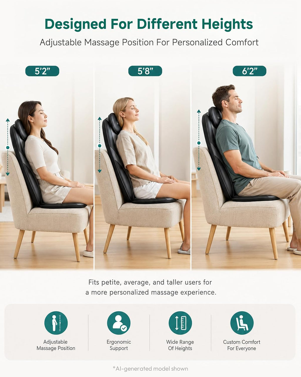 Ultimate Ears 2026 Upgraded Shiatsu Roller Back Massager with Heat Massage Chair Pad Kneading Back Massager for Pain Relief Deep Tissue Chair Massage Pad for Office Home Gift Fathers