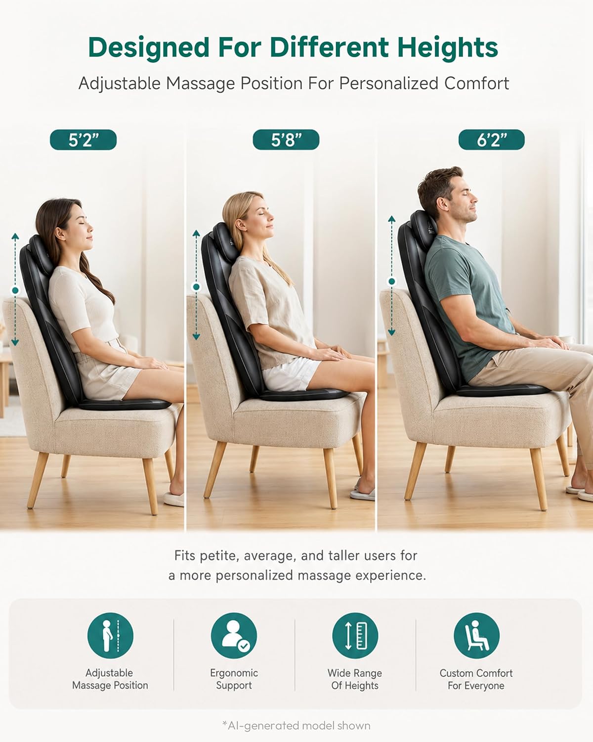 Ultimate Ears 2026 Upgraded Shiatsu Roller Back Massager with Heat Massage Chair Pad Kneading Back Massager for Pain Relief Deep Tissue Chair Massage Pad for Office Home Gift Fathers