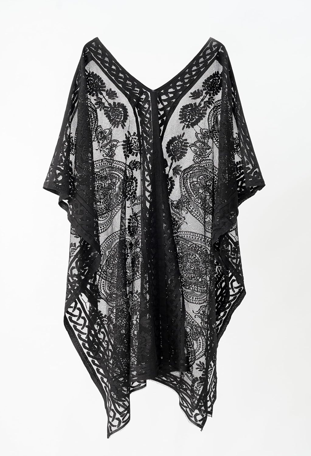 CharJenPro Sexy Elegant Lace Beach Cover Up for Women, Bathing Suit Cover Up, V-Neck Swimsuit Coverup for Poolside, Seaside and Party