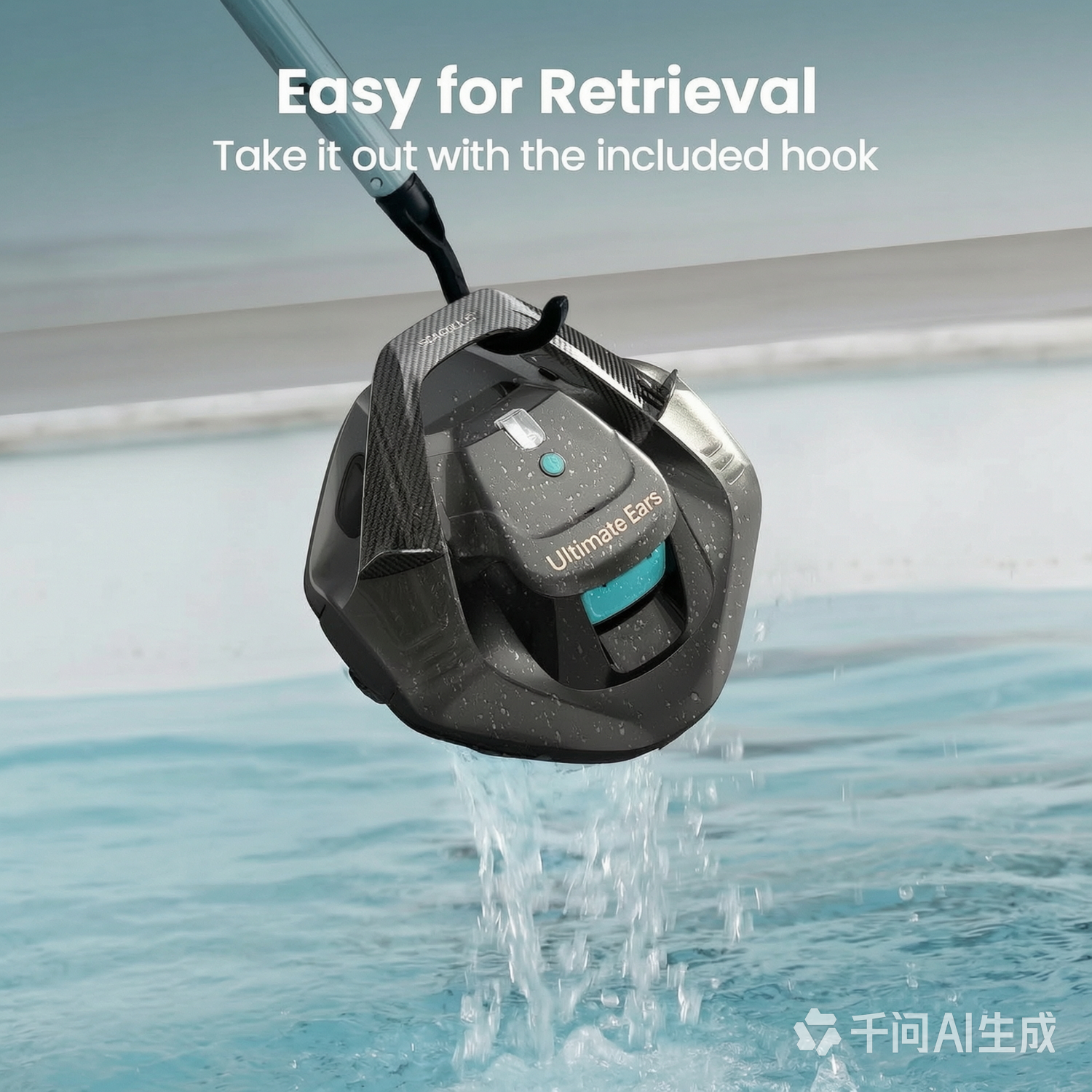 Ultimate Ears Seagull SE 2025 Cordless Robotic Pool Vacuum with 1200GPH Strong Suction, Lasts 90 Mins Runtime, LED Indicator,Pool Vacuum for Above-Ground Pool up to 40 Feet, Grey & Teal