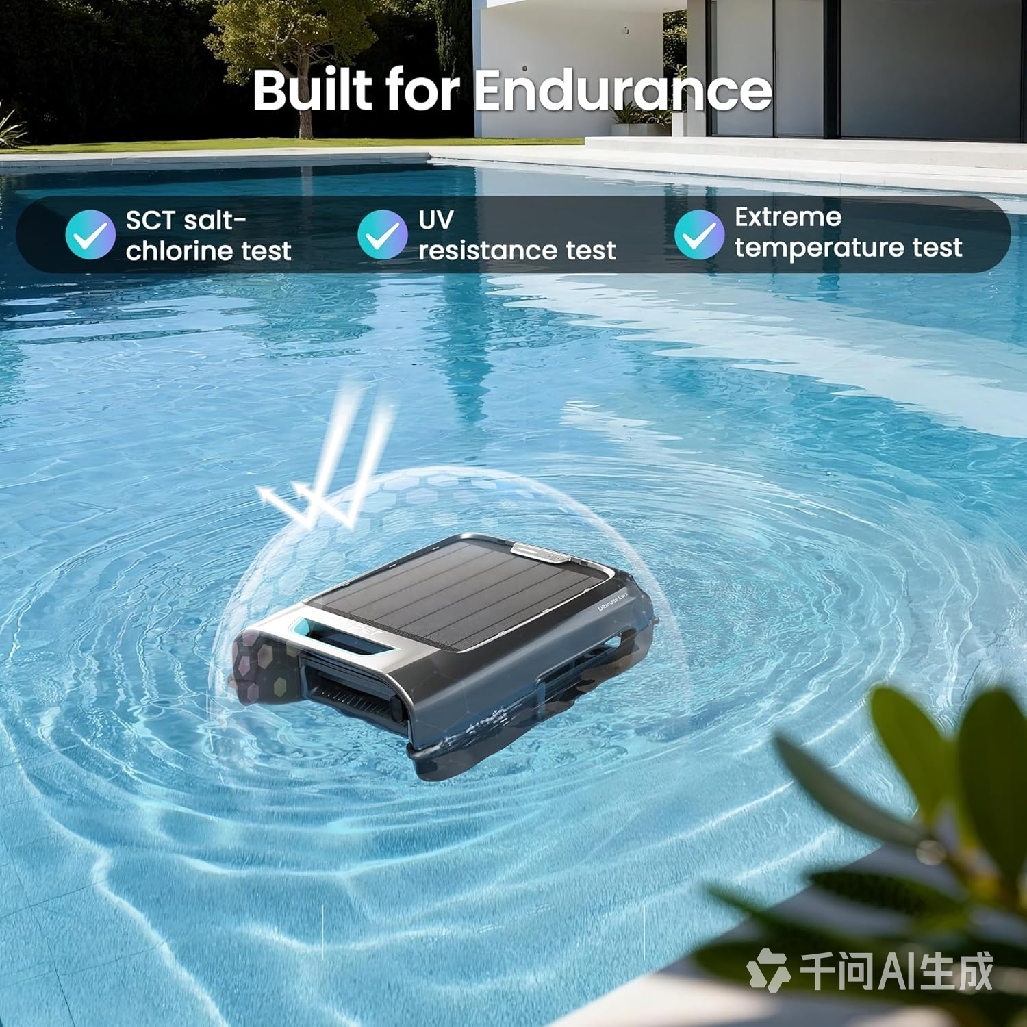 Ultimate Ears  EcoSurfer S2 Solar Powered Pool Surface Skimmer Robot with APP Support, 24/7 Continuous Cleaning, Dual Charging Modes, Smart Obstacle Avoidance, 150-um Filtration, OTA Upgrade, Gray