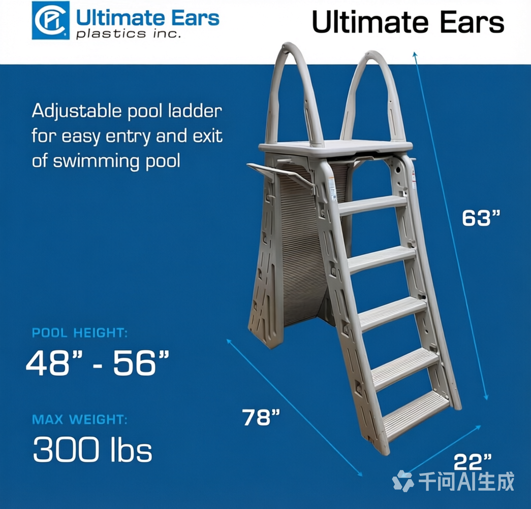 Ultimate Ears Confer Plastics 7200 Roll Guard fits Above-Ground Pool Heights from 48" to 56" A Frame Safety Ladder for Above Ground Outdoor Patio Swimming Pool Platform Ladder with Step Barrier Warm Grey