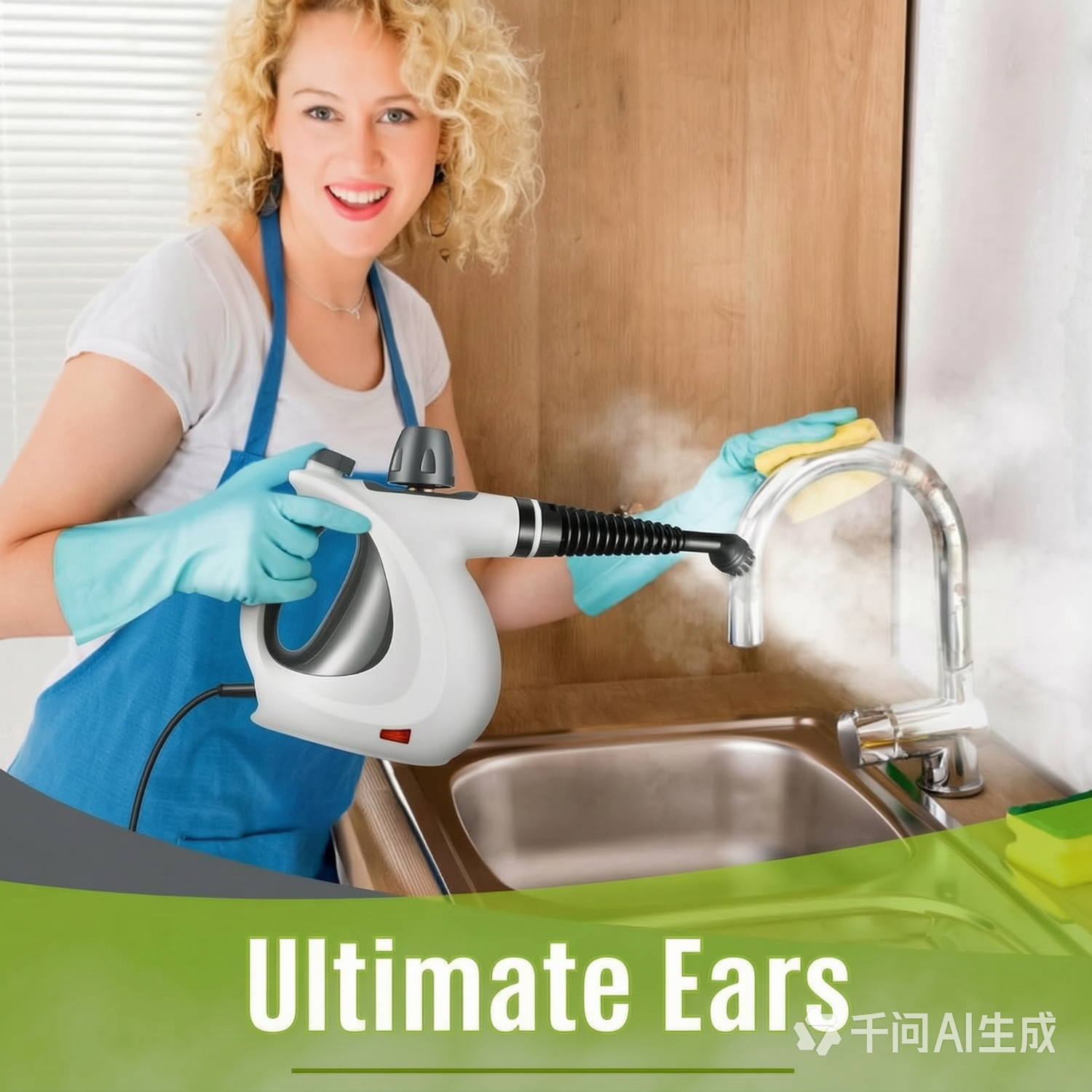 Ultimate Ears Pressurized Handheld Multi-Surface Natural Steam Cleaner with 12 pcs Accessories, Multi-Purpose Steamer for Home Use, Steamer for Cleaning Floor, Upholstery, Grout and Car (Grey)
