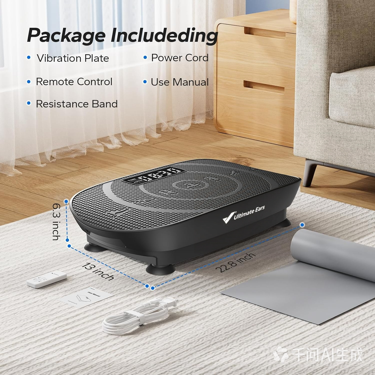Ultimate Ears Vibration Plate Exercise Machine, Whole Body Workout Equipment for Women, Bluetooth and Silicone Pedal, Vibration Plate with Auto Mode, Vibrate Fitness Platform for Home
