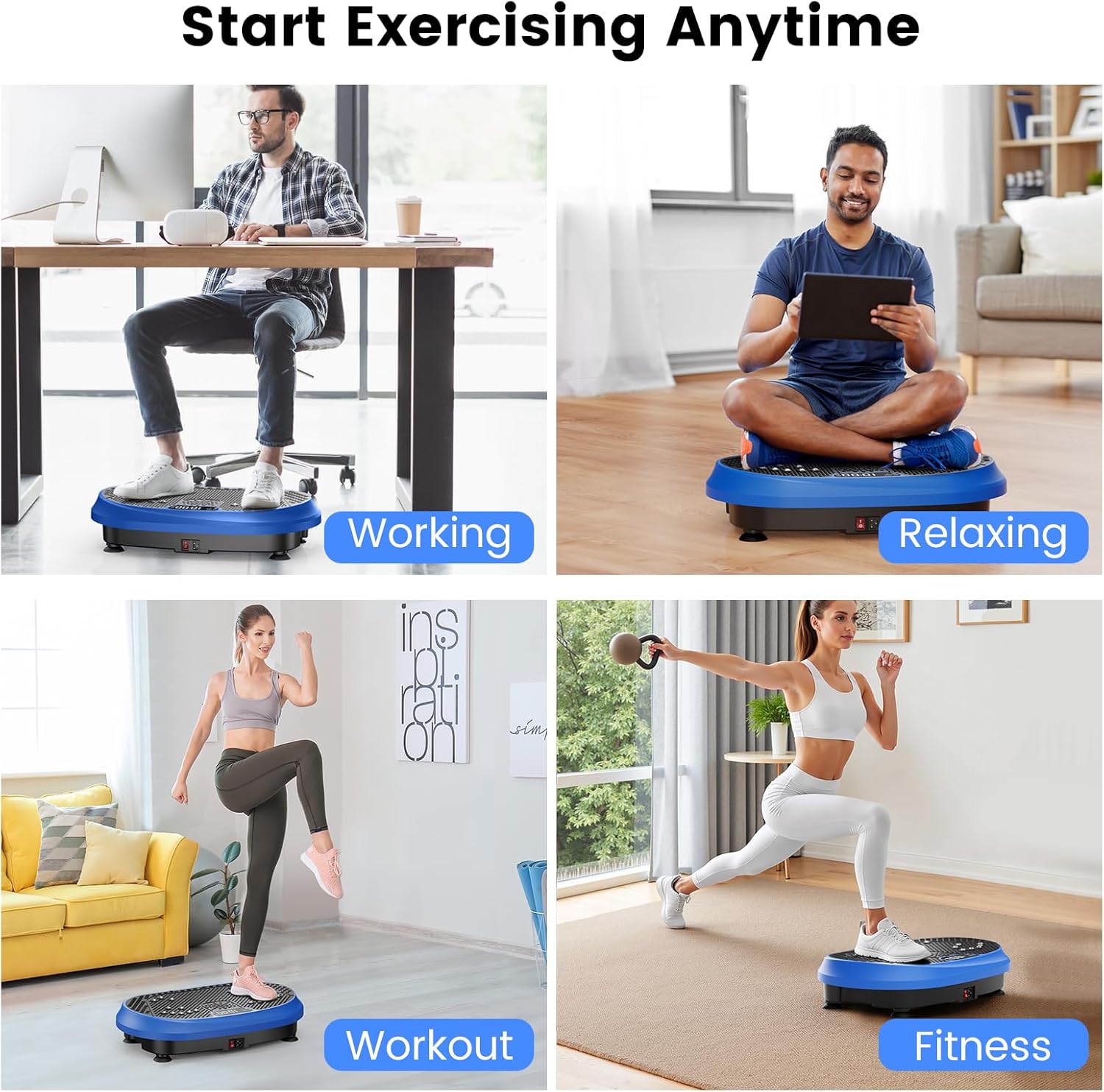 Ultimate Ears Vibration Plate Exercise Machine, Vibrating Fitness Platform for Lymphatic Drainage, Full Body Shaker Workout Equipment, Bluetooth Power Shaping Vibrate Plate, Board Sport for Home Exercise Gym, Blue