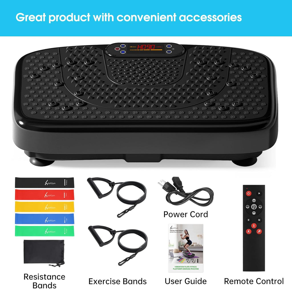 Ultimate Ears Waver Vibration Plate Exercise Machine for Lymphatic Drainage Weight Loss,120 Speed Levels Vibrating Platform with Resistance Bands,Full-Body Workout Equipment for Muscle Activation