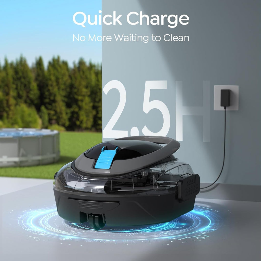 S2 Pool Vacuum Robot for Above Ground Pools, Cordless Operation, 80-Min Runtime, Coverage up to 766 sq ft, Efficient Cleaning Performance, Self-Parking and Easy Maintenance (Jet Black)
