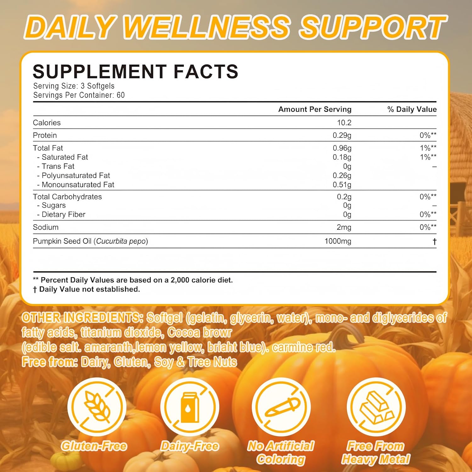 Pumpkin Seed Oil, Pumpkin Seed Oil Capsules with Saw Palmetto | 3000mg Cold Pressed | for Hair Growth - Non-GMO - 180 Softgels