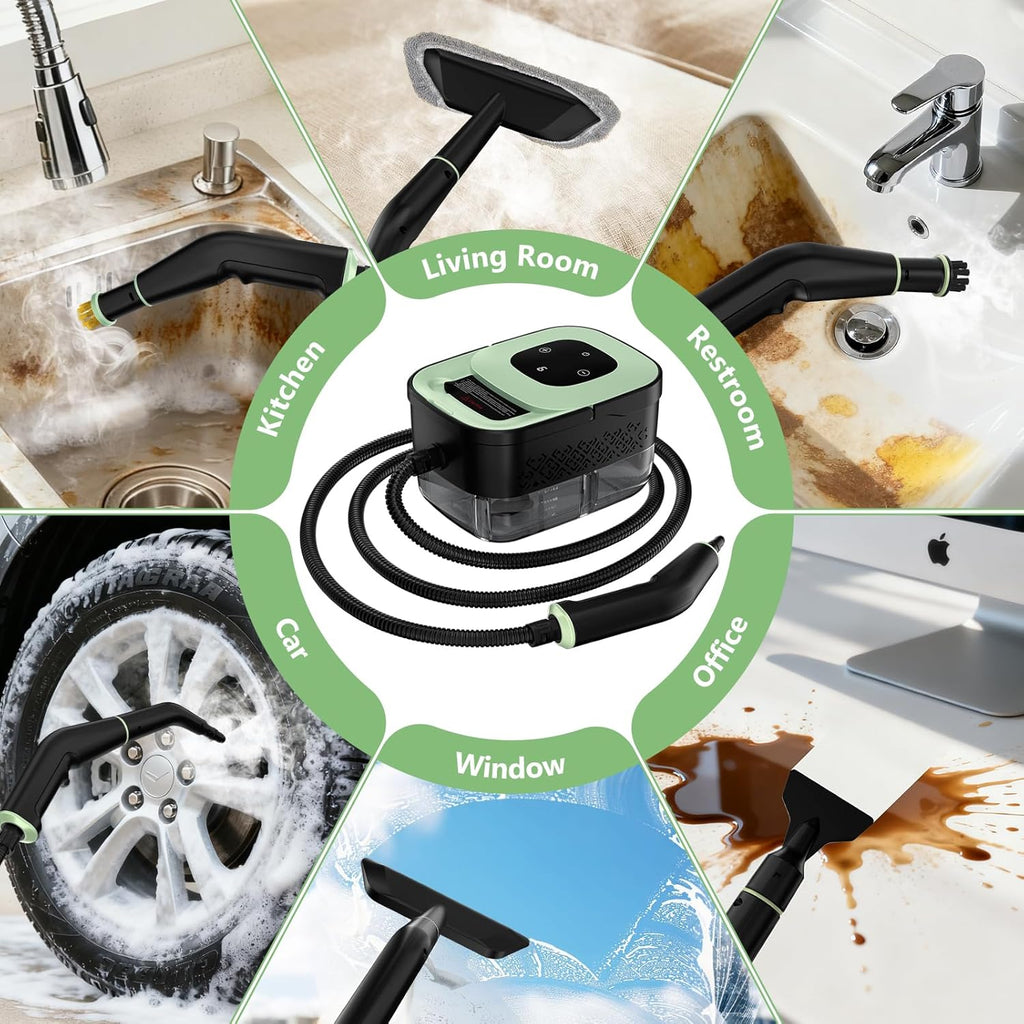 Ultimate Ears Steam Cleaner, Portable Steamer for Cleaning with 16pcs Accessories, 6-Level Adjustable and 15s Heat-Up, Handheld Steam Cleaner for Home, Tile, Dirt, Grout, Grease, Car Detailing