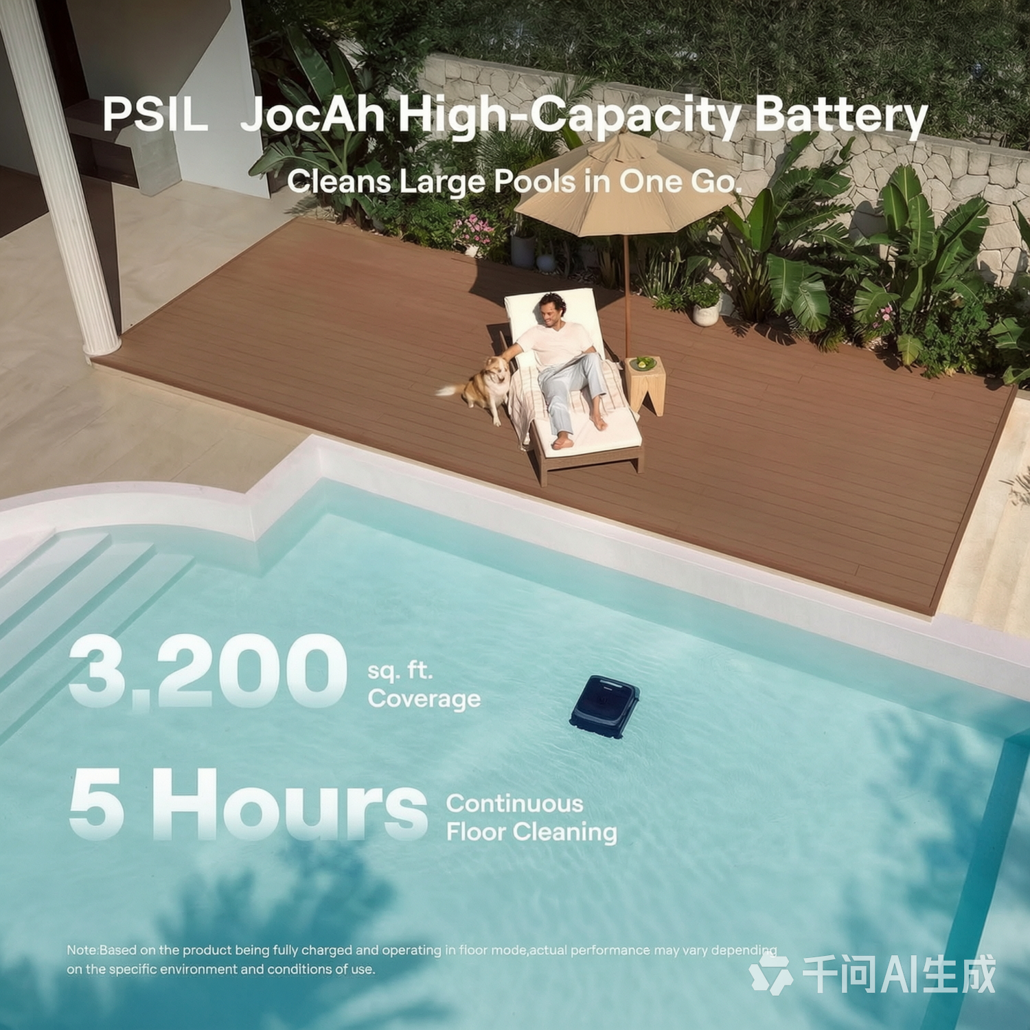 PSIL Sora 70 Pool Vacuum Robot, 360° Top-to-Bottom Cleaning, Smart Surface Parking, 6L Capacity, 6800GPH Super Power for Above & In-Ground Pools Up to 3,200 sq. ft, Light Blue