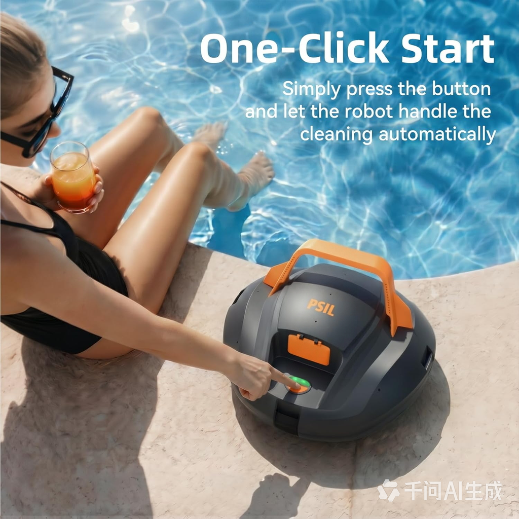 Planet Edge Pool Vacuum for Above Ground Pool, 120-Min Runtime, Powerful Dual-Motor, Adjustable Cleaning Path, Cordless Robotic Pool Cleaner for Flat Pools Up to 850 Sq.ft, Deep Grey