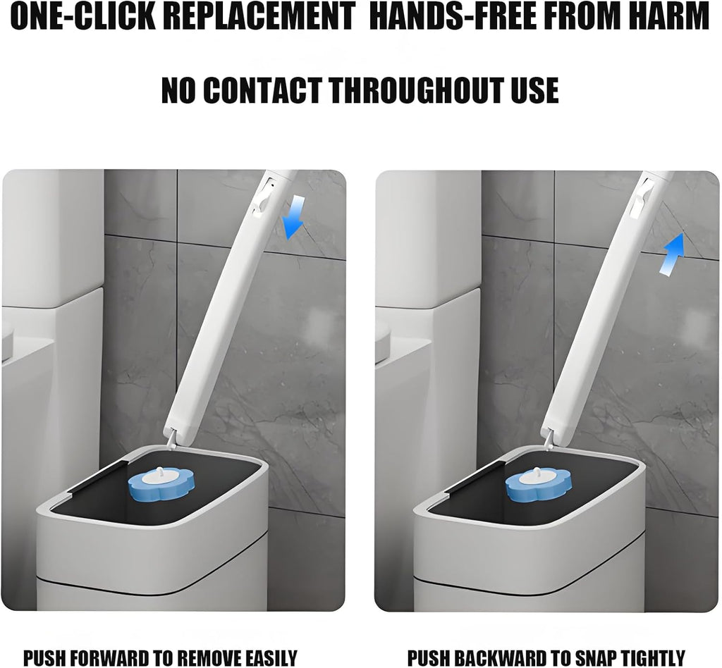 PSIL Disposable Brush with Holder & Refill Heads - Hygienic Sanitary Toilet Cleaner for Easy Cleaning, Streak-Free Fresh Bathroom, No Mess Disposable Toilet Bowl (1, Refill (36 pcs))