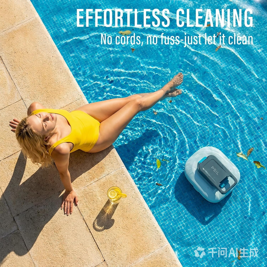 Cordless Robotic Pool Cleaner with Dual high-Efficiency Motors Delivers Strong Suction, Smart Self-Parking,Smart LED Indicator,Pool Vacuum for Above-Ground Flat Pool up to 900 Sq.ft(White)
