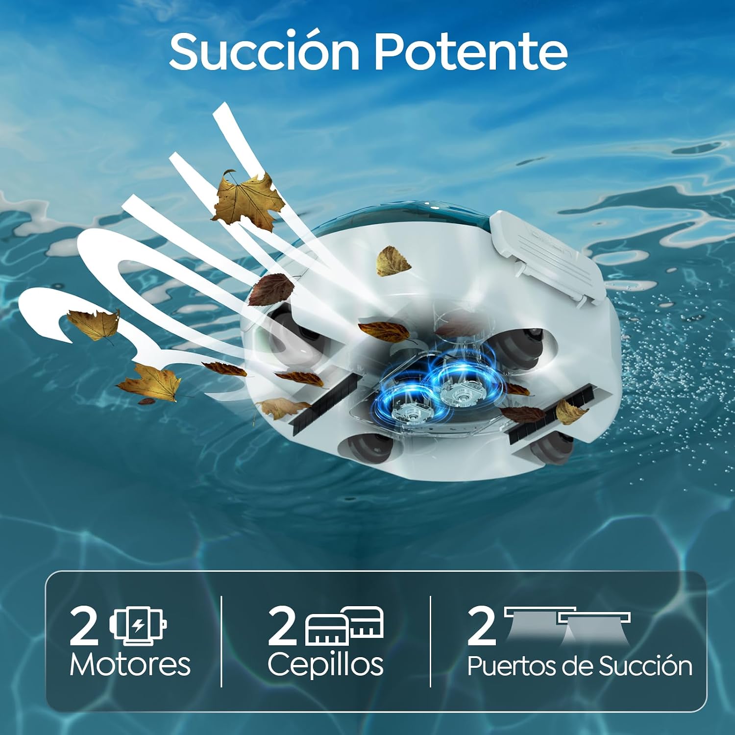 CharJenPro S2 Robot Piscina,Doble Filtración,Robot Limpiafondos Piscina Sin Cable,Doble Motor,90 Minutos de Limpieza,Carga en 2.5h