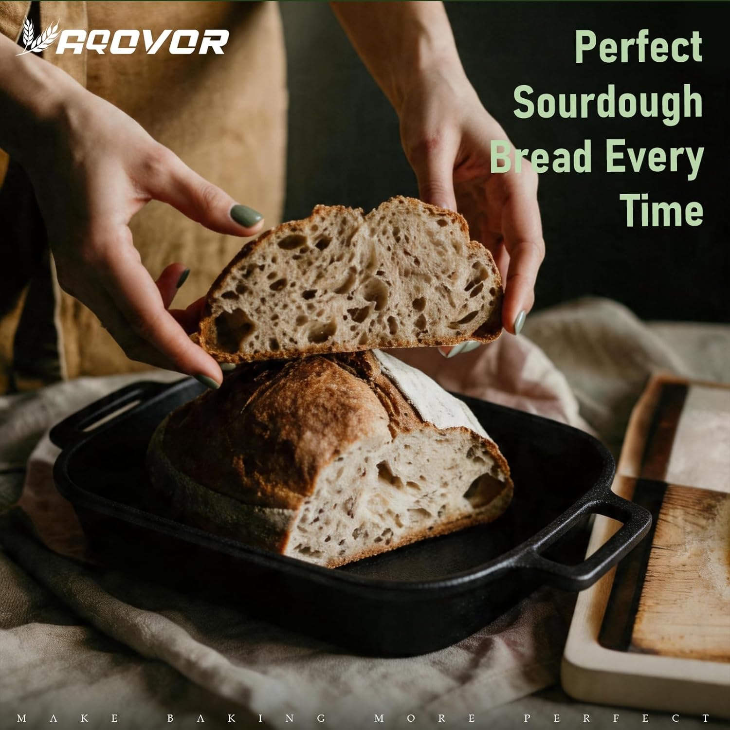Cast Iron Bread Pan with Lid, 9.5QT Heavy Duty Pre-Seasoned Cast Iron Bread Pan for Homemade Breadmaking, Cloche Inverted Dutch Oven Set for Baking, 15 LBS Heavy Duty, Non-stick