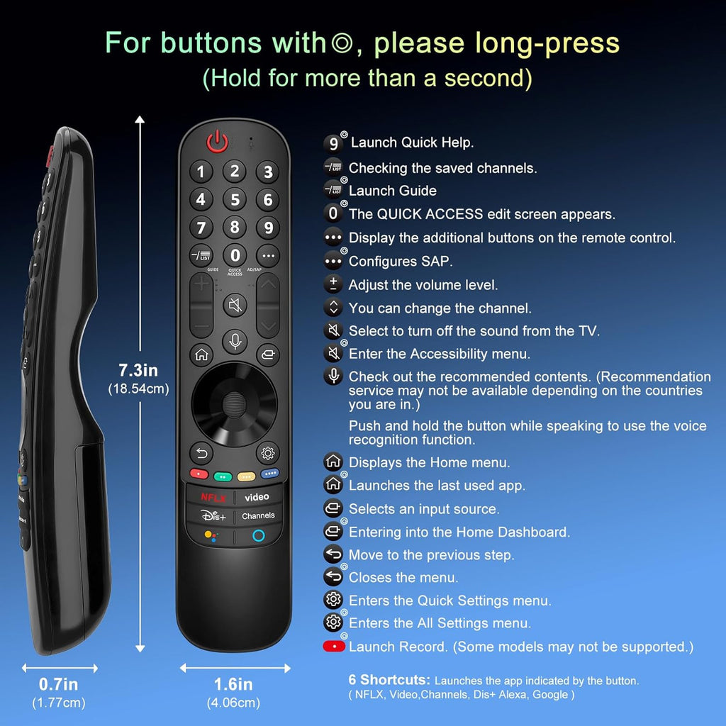 Ultimate Ears Magic Remote for LG-Smart-TV-Remote-Control-Replacement with Pointer and Voice Function,Compatible with LG 2021/2022/2023/2024 UHD OLED QNED NanoCell 4K 8K Smart TV