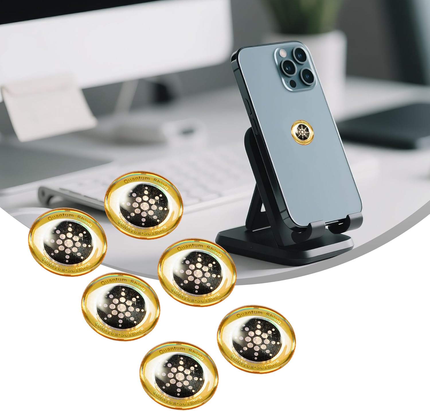 Ultimate Ears EMF Stickers Blocker Neutralize Shield Protection from Cell Phones cased and Electronic Devices WiFi 5G Tablets Laptops Computers Monitors (6Pcs Golden)