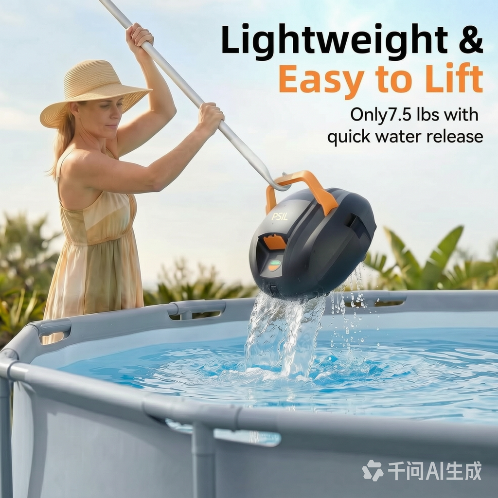 Planet Edge Pool Vacuum for Above Ground Pool, 120-Min Runtime, Powerful Dual-Motor, Adjustable Cleaning Path, Cordless Robotic Pool Cleaner for Flat Pools Up to 850 Sq.ft, Deep Grey