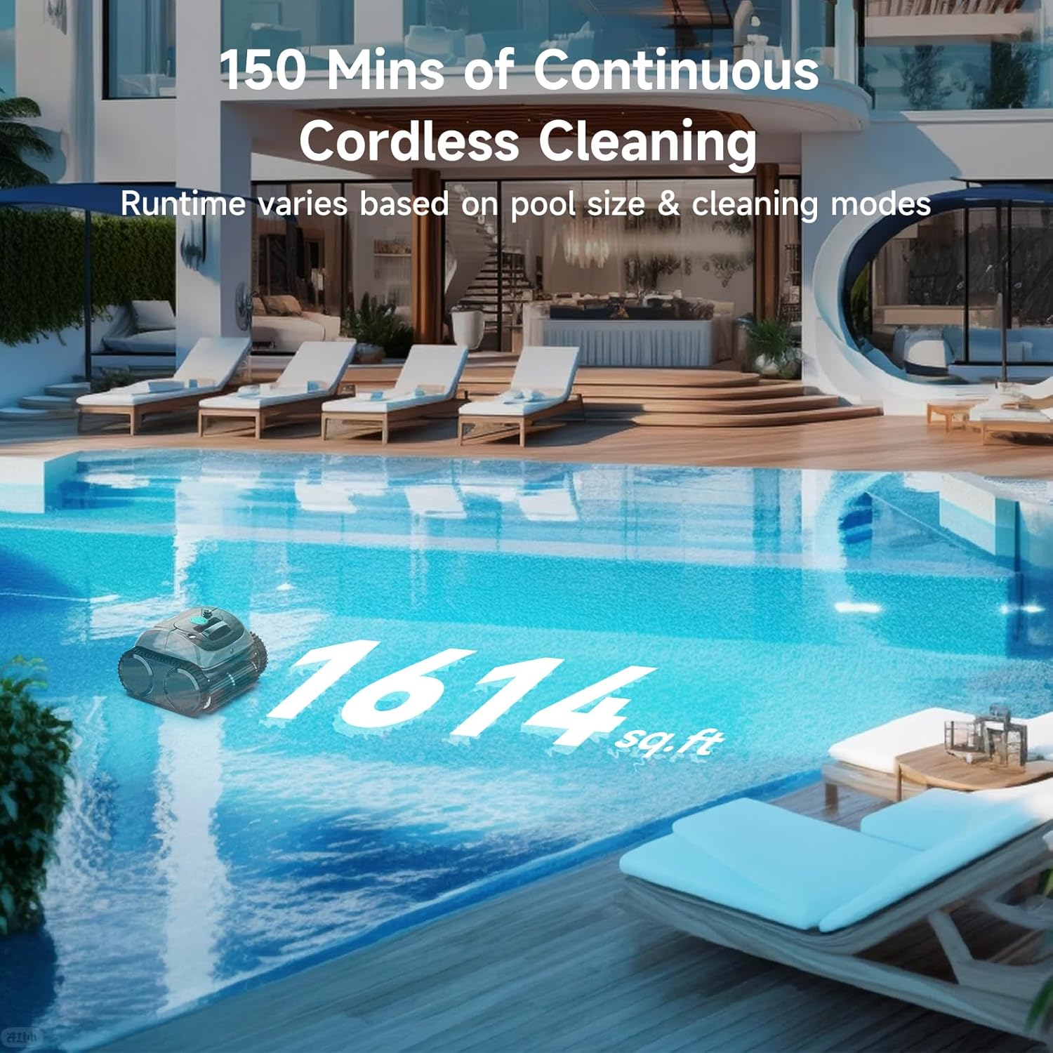 PSIL 2026 Upgrade C1 Cordless Robotic Pool Vacuum for Inground Pools, Above Ground Smart Pool Cleaner 4-in-1 Wall & Waterline Cleaning Up to 1,621 sq.ft, 150mins App Conrol Navigation, Gray Green
