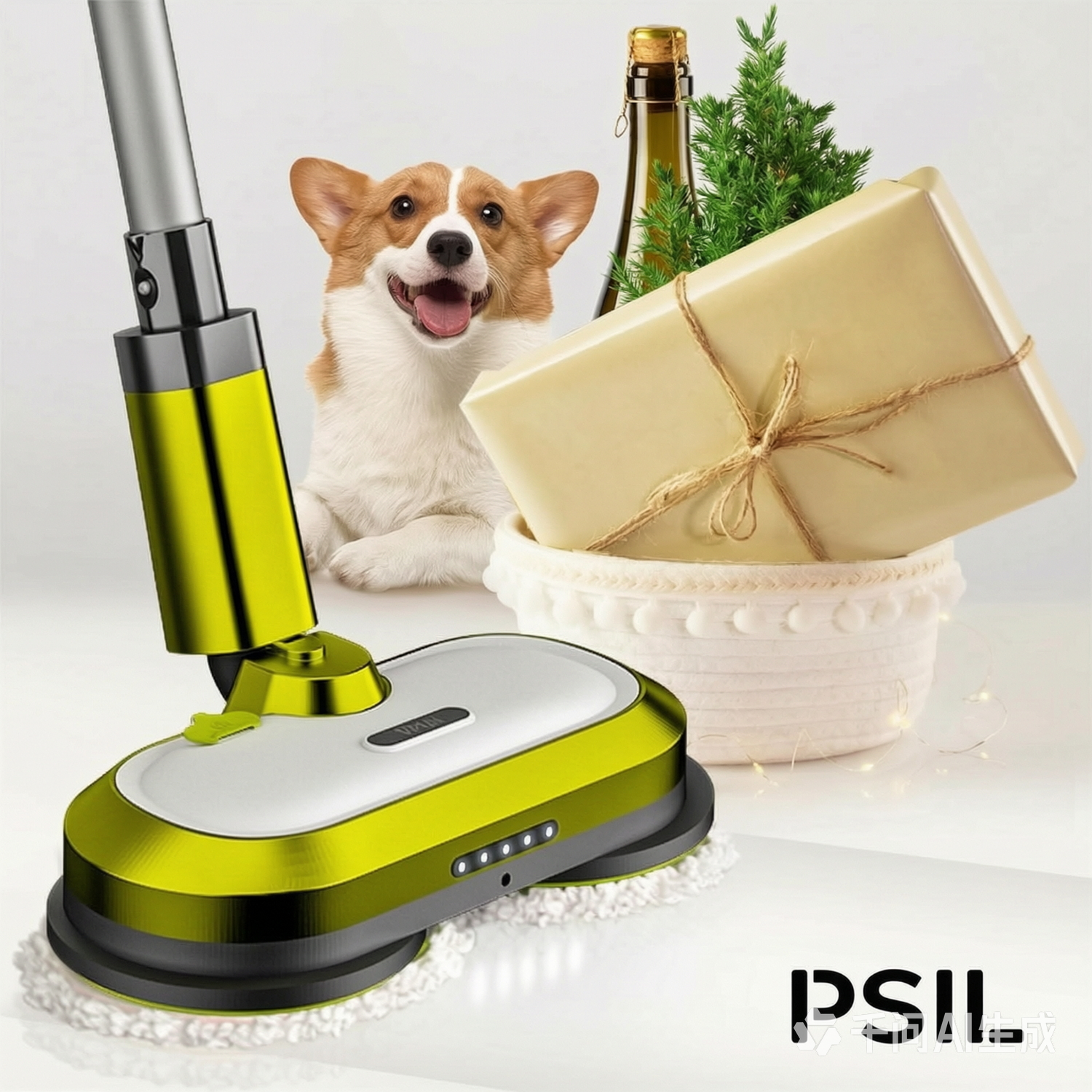 PSILCordless Electric Mop with Water Spray & Detachable Battery, Rechargeable Floor Spin Mop & Scrubber with LED Headlights, Washable Pads, Lightweight for Hardwood Tile Marble Floor Cleaning